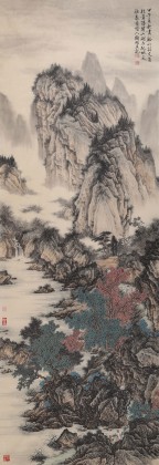 貴州七星關美協主席吳顯剛小六尺《溪山訪友圖》