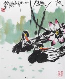 王永剛 指畫(huà)《池趣》 78歲國(guó)家一級(jí)美術(shù)師