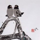 【已售】遼寧工美教授苗雨 四尺斗方《對歌》師從吳冠中