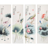 【已售】北京美協(xié)凌雪四條屏花鳥畫《清香溢遠(yuǎn)》