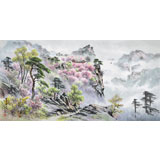 朝鮮畫家金善國 四尺《妙香山之春》