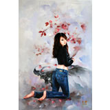 著名青年油畫(huà)家朱藝林 布面油畫(huà) 《花季少女》（詢(xún)價(jià)）