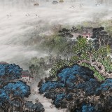 【已售】何華賢 大丈二山水畫《西湖勝境》 潁淮書畫名家