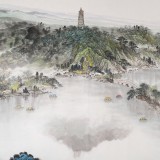 【已售】何華賢 大丈二山水畫《西湖勝境》 潁淮書畫名家