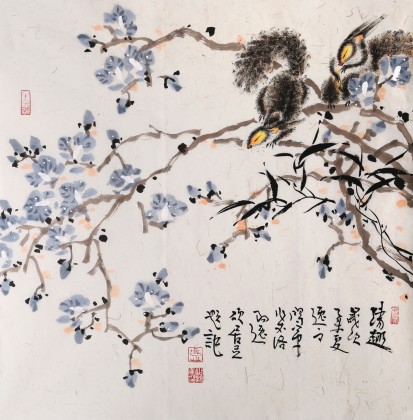 曲逸之 四尺斗方《清趣》 河南省著名花鳥畫家