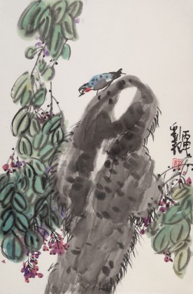 劉紀 四尺三開《花蔭低語》 中國畫大家 真跡收藏（詢價）