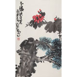 劉紀(jì) 四尺三開《山茶花開》 中國畫大家 真跡收藏（詢價(jià)）