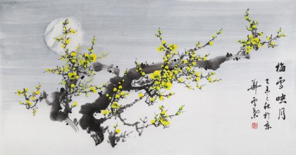 何華賢 三尺《梅雪映月》 潁淮書畫名家
