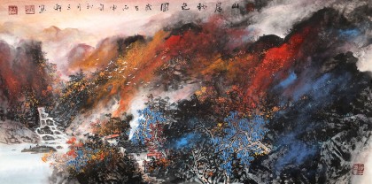 諸葛立軒 三尺《山居秋色圖》 廣西美協會員