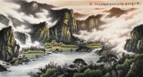 張慧仁六尺精品山水畫(huà)《春山半是云》