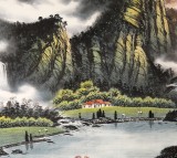 張慧仁六尺精品山水畫(huà)《春山半是云》