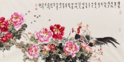 曲逸之 四尺《雍容華貴傲群芳》  河南省著名花鳥畫家