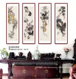 王寶欽 四條屏《清香久遠》 當代花鳥牡丹畫名家（詢價）