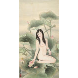 劉金前 三尺《夏日荷塘》 著名仕女畫家