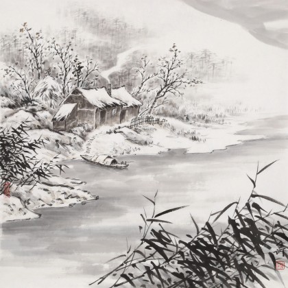 劉金河 四尺斗方《晚來天欲雪》 中美協會員（詢價）