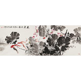 【已售】王寶欽 小六尺《連年有余》當代花鳥牡丹畫名家（詢價）