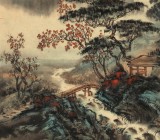 【已售】何實 四尺三開《寒山轉(zhuǎn)蒼翠》 吉林著名山水畫家