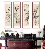 【已售】皇甫小喜 四條屏《梅蘭竹菊》 河南著名花鳥畫家