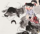 【已售】尹和平 四尺斗方《五月情》 當代鄉土童趣繪畫名家