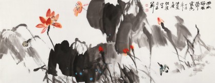 庾超然 小六尺《出水荷風(fēng)帶露香》 黃鶴樓書(shū)畫(huà)院院長(zhǎng)