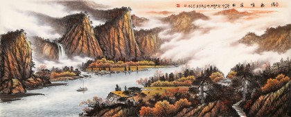 張慧仁 小八尺《清秋晴嵐圖》 廣西山水畫(huà)家協(xié)會(huì)常務(wù)理事