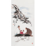 【已售】張春奇 三尺《對弈》徐悲鴻紀念館藝術中心理事