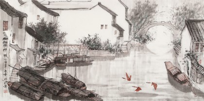 張春奇 四尺《水鄉細雨絲絲梳》徐悲鴻紀念館藝術中心理事（詢價）