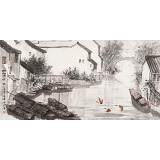 張春奇 四尺《水鄉細雨絲絲梳》徐悲鴻紀念館藝術中心理事（詢價）