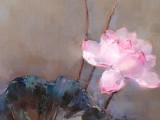 【已售】郭瑩 《映日荷花》四聯 北京著名女油畫家