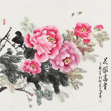 【已售】梁景欣 四尺斗方《花開富貴》 青大美院學院派畫家