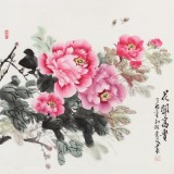 【已售】梁景欣 四尺斗方《花開富貴》 青大美院學院派畫家