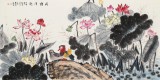 【已售】朱祖義 四尺《荷塘清趣》 中國老子書畫院副院長