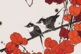 【已售】苗雨 四尺斗方《紅葉雙雀》 遼寧工美教授 師從吳冠中
