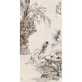 【已售】何軍委 四尺《蕉蔭高士圖》 中美協會員 人物畫名家