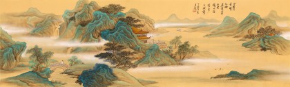 【已售】何實 1.5米《白云橋山客 信步可成詩》吉林著名山水畫家
