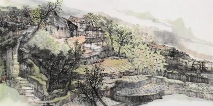 管旺林 四尺《地靈秋韻圖》 中美協會員