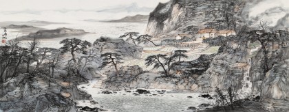 管旺林 小六尺《山居圖》 中美協會員