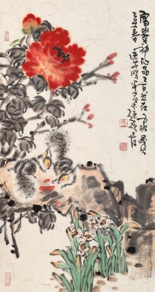 【已售】曲逸之 三尺《富貴神仙品》 河南省著名花鳥畫家