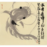 周自豪 三尺斗方太極魚《水月通禪》 當代著名禪意畫家