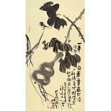 【已售】周自豪 三尺水墨荷花圖《一筆葫蘆一筆藤》 當代著名禪意畫家