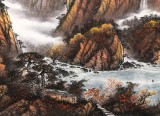 張慧仁 六尺《煙雨秋深水流長》 廣西山水畫家協會常務理事