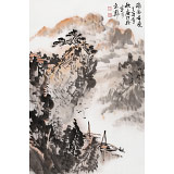 【已售】庾超然 四尺三開《漁舟唱晚》 黃鶴樓書畫院院長