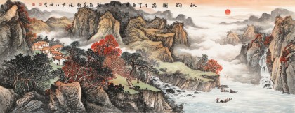 【已售】蔣元發 小六尺《秋韻圖》 廣西著名山水畫家