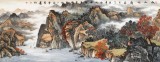 【已售】蔣元發 小六尺《秋山帆影》 廣西著名山水畫家