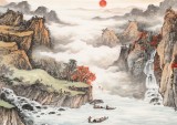 【已售】蔣元發 小六尺《秋韻圖》 廣西著名山水畫家