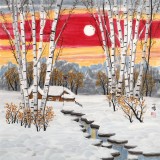 何一鳴 四尺斗方《雪溪圖》 冰雪畫派畫家 師從于志學(xué)