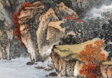 【已售】蔣元發 小六尺《秋山帆影》 廣西著名山水畫家