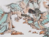 【已售】胡書文 四尺斗方《云壑清泉生翠微》中國書畫院創作院副院長