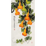 【已售】黃藝四尺招財(cái)辟邪葫蘆畫《福祿臨門》