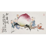 【已售】曹建濤 三尺《獻(xiàn)壽圖》 獨具特色水墨人物畫家